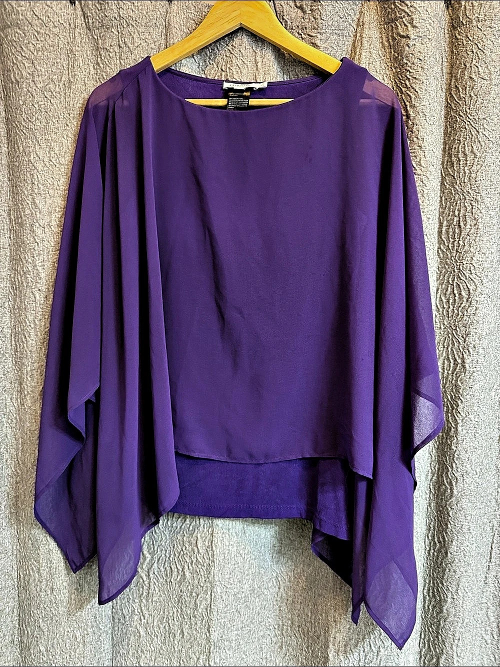 Chico'Small Purple Draped Sleeve Blouse Small Like New
